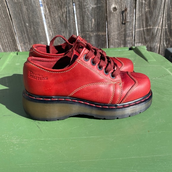 Dr Martens 8651 Red Leather Chunky Platform Oxford Shoes Womens Size 6 UK 37 EU - Picture 2 of 8